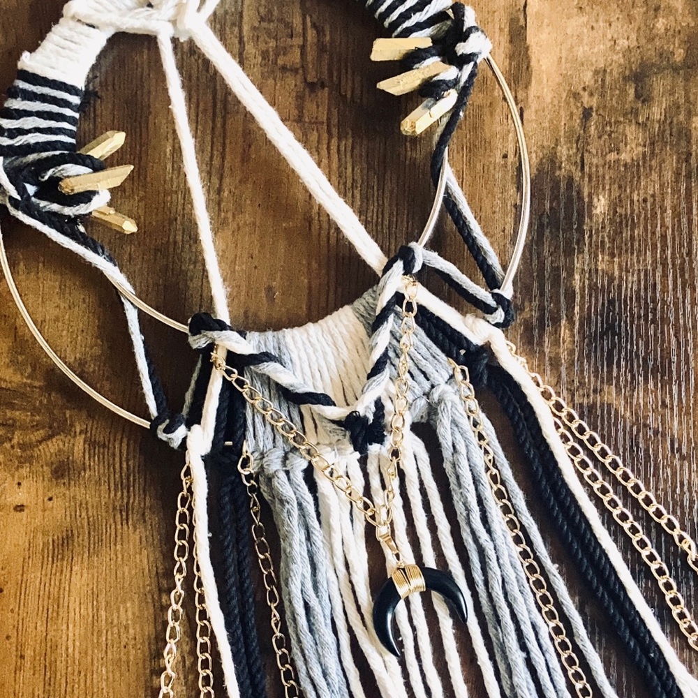 ⚡️ HANDMADE CRYSTAL & CRESCENT HORN WALL PIECE ⚡️